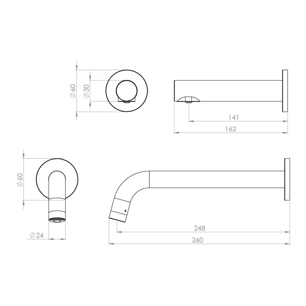 wall spout soap disp tech drawing 2